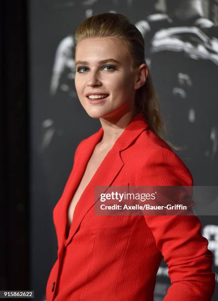 Actress Jeanne Goursaud attends the premiere of 'The 15:17 To Paris' at Warner Bros. Studios on February 5, 2018 in Burbank, California.