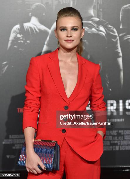 Actress Jeanne Goursaud attends the premiere of 'The 15:17 To Paris' at Warner Bros. Studios on February 5, 2018 in Burbank, California.