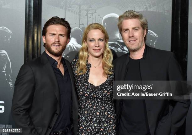 Actors Scott Eastwood, Alison Eastwood and musician Kyle Eastwood attend the premiere of 'The 15:17 To Paris' at Warner Bros. Studios on February 5,...