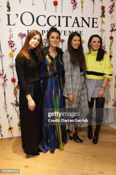 Venetia Falconer, Sarah Ann Macklin, Rosanna Falconer and Danielle Copperman attend L'OCCITANE launch party at their flagship store on 74-76 Regent...