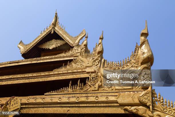 decorated roof at the mandalay palace - mandalay fort stock pictures, royalty-free photos & images