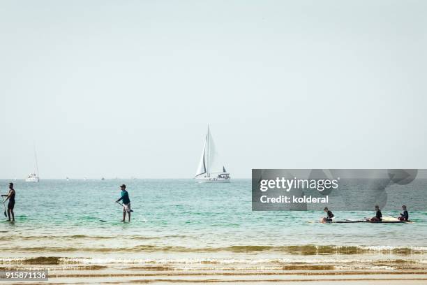 sailing and kayaking in mediterranean sea - herzliya marina bildbanksfoton och bilder