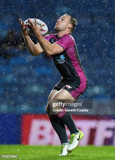 Adam Quinlan of Hull KR takes a high ball during the Betfred Super League match between Leeds Rhinos and Hull KR at Elland Road on February 8, 2018...