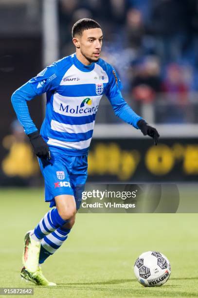 Younes Namli of PEC Zwolle during the Dutch Eredivisie match between PEC Zwolle and sc Heerenveen at the MAC3Park stadium on February 06, 2018 in...