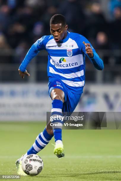 Kingsley Ehizibue of PEC Zwolle during the Dutch Eredivisie match between PEC Zwolle and sc Heerenveen at the MAC3Park stadium on February 06, 2018...