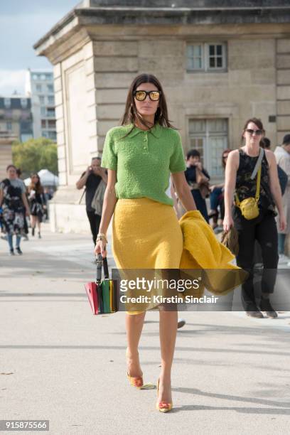 Senior Fashion Editor at Vogue Japan Giovanna Battaglia Engelbert wears a Prada jacket, skirt and top, Sara Battaglia bag and Manolo Blahnik shoes...