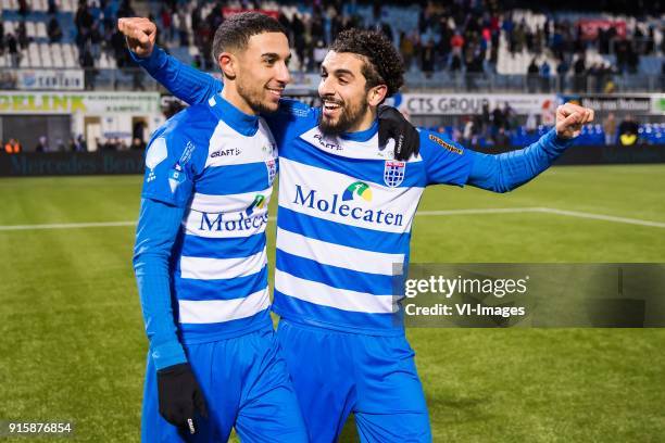 Younes Namli of PEC Zwolle, Youness Mokhtar of PEC Zwolle during the Dutch Eredivisie match between PEC Zwolle and sc Heerenveen at the MAC3Park...