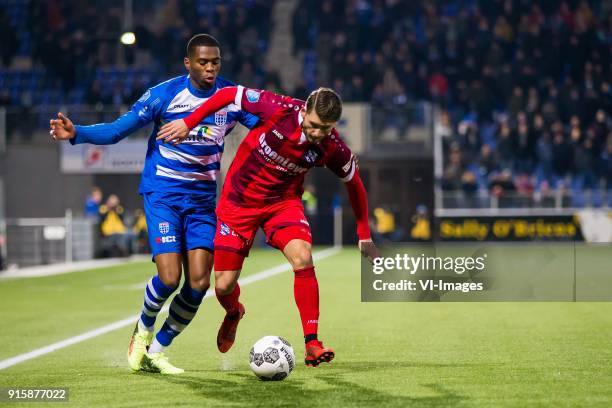 Kingsley Ehizibue of PEC Zwolle, Arber Zeneli of sc Heerenveen during the Dutch Eredivisie match between PEC Zwolle and sc Heerenveen at the MAC3Park...
