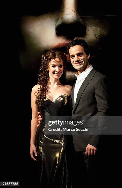 Sierra Boggess and Ramin Karimioo pose at the photocall for "Love Never Dies" at Her Majesty's Theatre on October 8, 2009 in London. Love Never Dies...