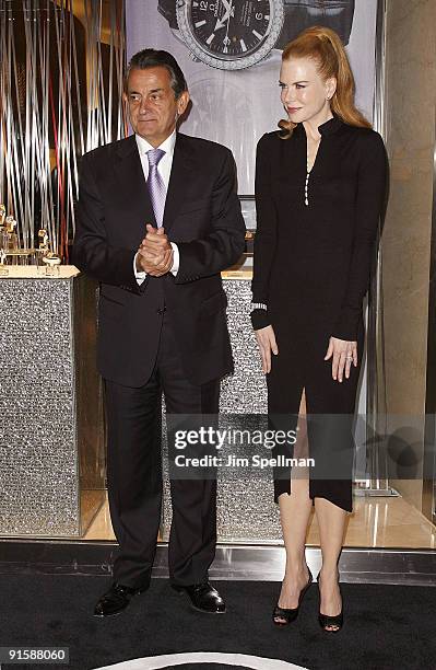 Stephen Urquhart and actress Nicole Kidman visit the OMEGA flagship boutique on October 7, 2009 in New York City.