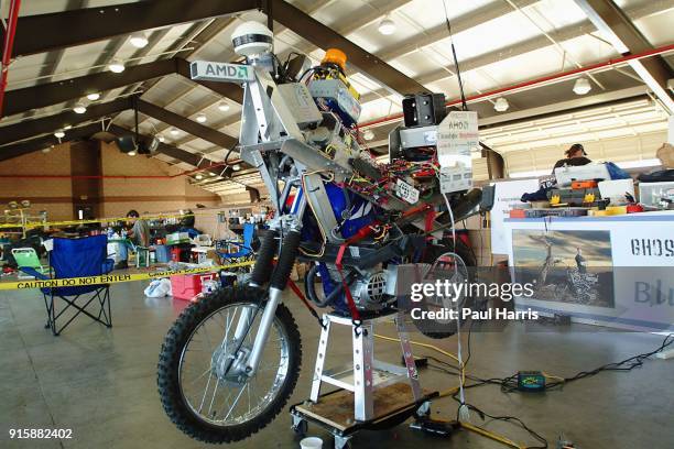 The Blue Team entry from Robotic Infantry of Berkeley, California. 25 teams are trying to qualify at the California Speedway for the Defense Advanced...