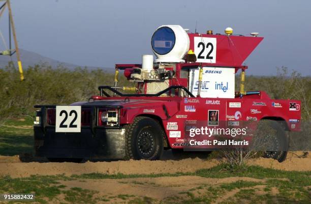 The first car to qualify, Red Team, led by Red Whittaker from Carnegie Mellon University of Pittsburgh, PA, a strong favorite to win. 25 teams are...