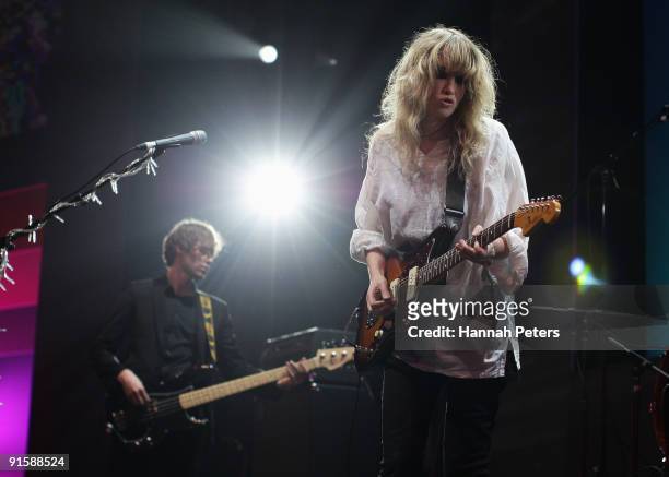 Pip Brown, aka Ladyhawke performs on stage during the 2009 Vodafone Music Awards at Vector Arena on October 8, 2009 in Auckland, New Zealand.
