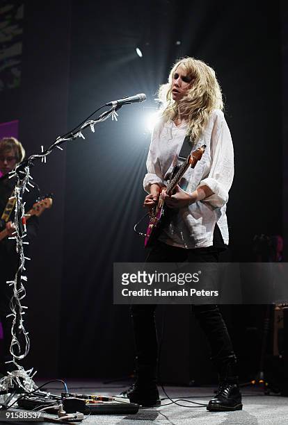 Pip Brown, aka Ladyhawke performs on stage during the 2009 Vodafone Music Awards at Vector Arena on October 8, 2009 in Auckland, New Zealand.