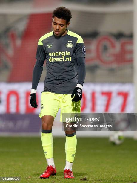 Donyell Malen of PSV U23 during the Dutch Jupiler League match between NEC Nijmegen v PSV U23 at the Goffert Stadium on February 8, 2018 in Nijmegen...