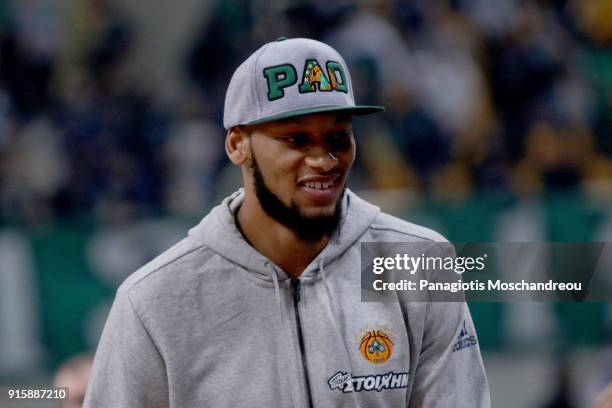 Adreian DeAngleo Payne, new transfer of Panathinaikos Athens Superfoods, react during the 2017/2018 Turkish Airlines EuroLeague Regular Season Round...