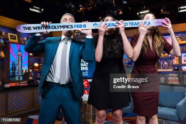 Pictured : Andy Cohen, Cecily Strong and Whitney Cummings --