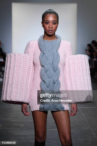 Model walks the runway at Global Fashion Collective Presents Kim Tiziana Rottmuller At New York Fashion Week Fall 2018 at Industria Studios on...