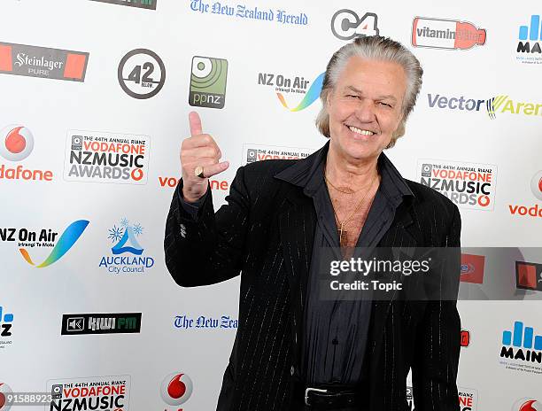 John Rowles poses during the 2009 Vodafone Music Awards at Vector Arena on October 8, 2009 in Auckland, New Zealand.