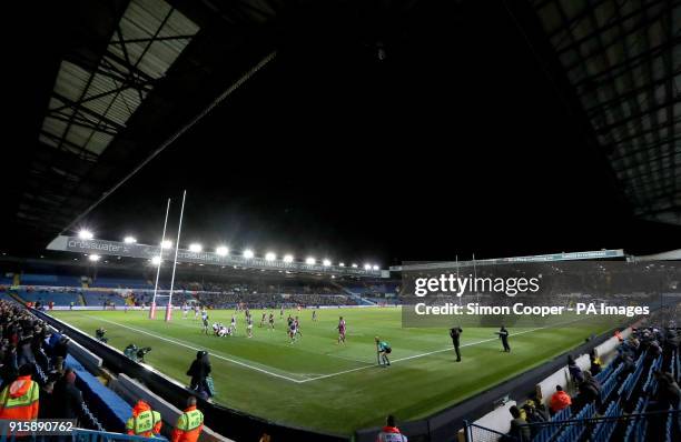 General view of the action between Leeds Rhinos' and Hull KR during the Betfred Super League match at Elland Road, Leeds.