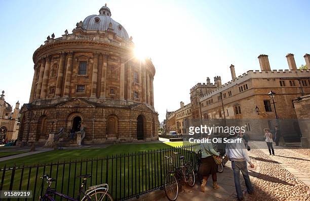 Students walk through Oxford city centre as Oxford University commences its academic year on October 8, 2009 in Oxford, England. Oxford University...