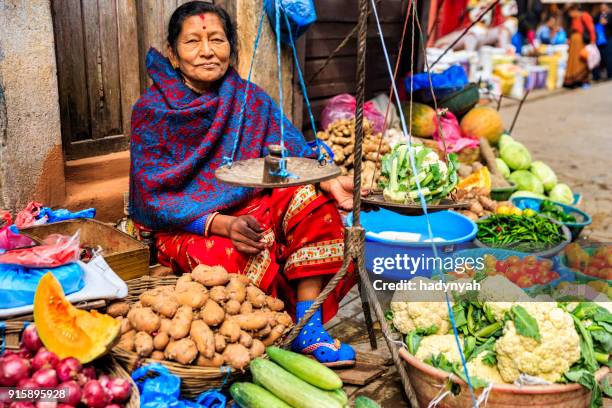 indian street seller in kathmandu - nepal food stock pictures, royalty-free photos & images