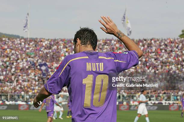 Adrian Mutu of ACF Fiorentina during the Serie A match between ACF Fiorentina and S.S. Lazio held at the Stadio Artemio Franchi on October 4, 2009 in...