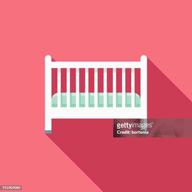 crib flat design baby icon - baby bassinet stock illustrations