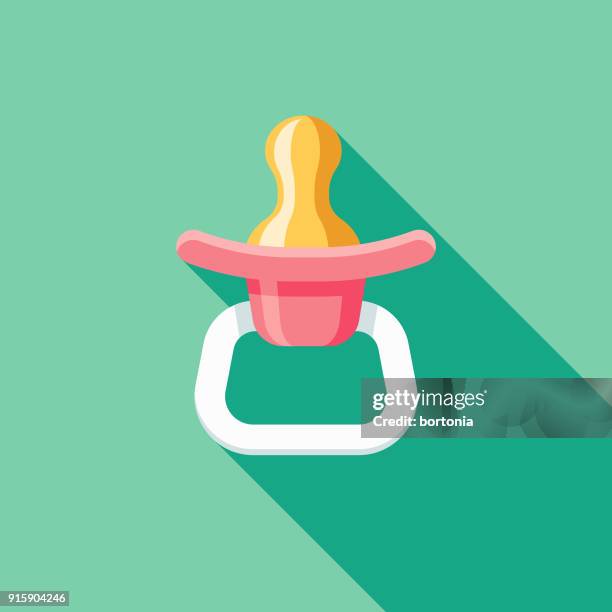 pacifier flat design baby icon - pink pacifier stock illustrations