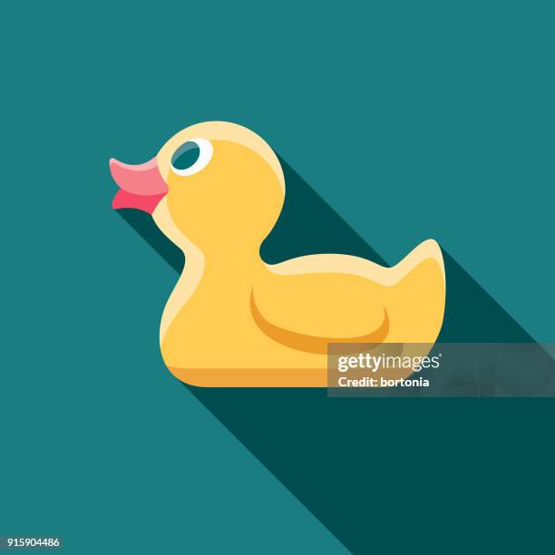 rubber duckie flat design baby-ikone - gummiente stock-grafiken, -clipart, -cartoons und -symbole