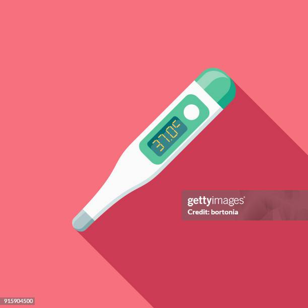 ilustrações, clipart, desenhos animados e ícones de ícone de bebê design plano termômetro - thermometer