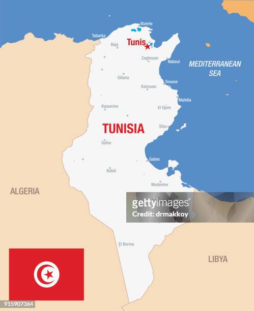 tunusia map - sousse tunisia stock illustrations