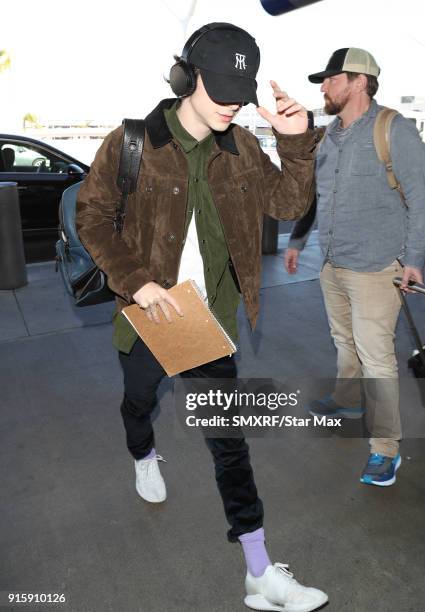 Timothee Chalamet is seen on February 8, 2018 in Los Angeles, California.