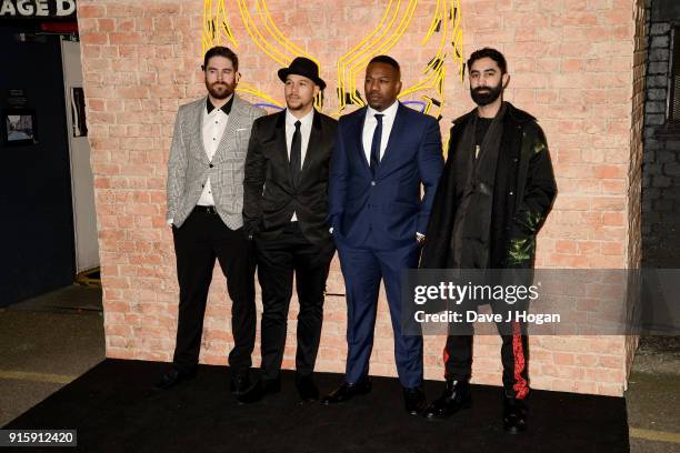 Rudimental attend the European Premiere of 'Black Panther' at Eventim Apollo on February 8, 2018 in London, England.