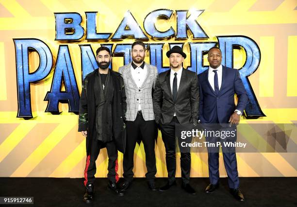 Rudimental attend the European Premiere of 'Black Panther' at Eventim Apollo on February 8, 2018 in London, England.