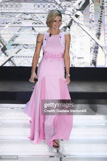 Michelle Hunziker attends the third night of the 68. Sanremo Music Festival on February 8, 2018 in Sanremo, Italy.