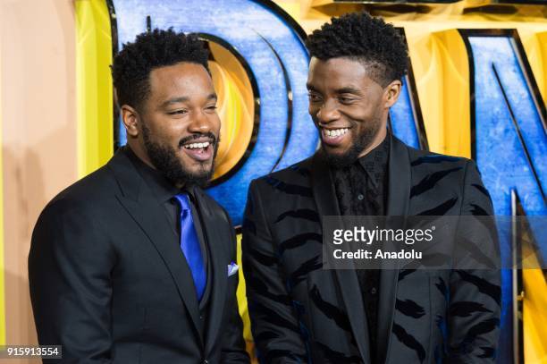 Ryan Coogler and Chadwick Boseman arrives for the European film premiere of Black Panther in London, United Kingdom, on February 08, 2018