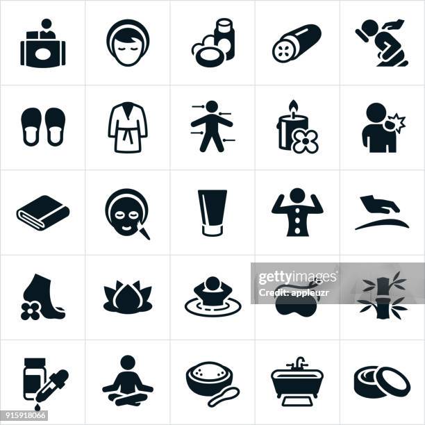 spa und massage-therapie-symbole - fußpflege stock-grafiken, -clipart, -cartoons und -symbole