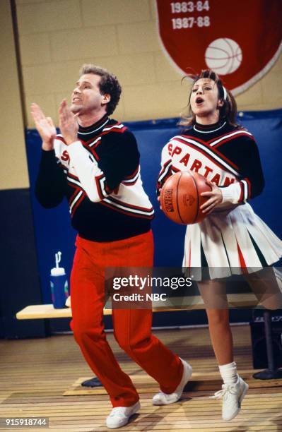 Episode 9 -- Pictured: Will Ferrell as Craig Buchanan, Cheri Oteri as Arianna during "Basketball Game" skit on December 16, 19995 --