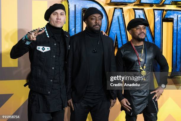 Taboo , will.i.am and apl.de.ap arrives for the European film premiere of Black Panther in London, United Kingdom, on February 08, 2018