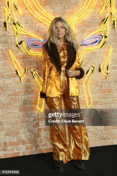 Becca Dudley attends the European Premiere of "Black Panther" at the Eventim Apollo on February 8, 2018 in London, England.