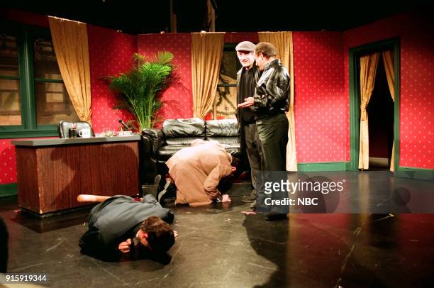 Episode 17 -- Pictured: Jim Breuer as Joe Pesci, Colin Quinn as Rober DeNiro, Robert DeNiro, Joe Pesci during 'The Joe Pesci Show' skit on April 12,...