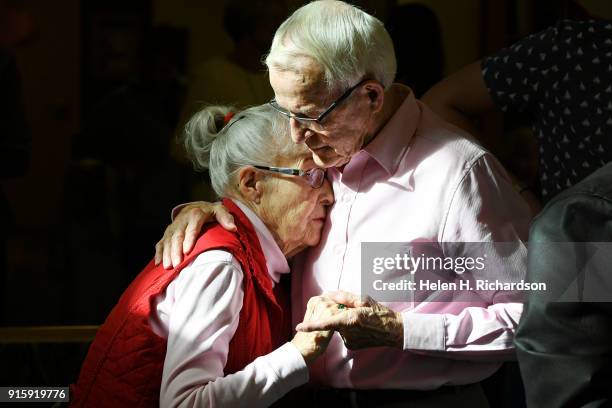 Bob Handwerk dances with his wife, and Chelsea Place resident, Agnes Spino as they take part in a pre-Valentine's day dance at Chelsea Place on...
