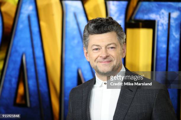 Andy Serkis attends the European Premiere of 'Black Panther' at Eventim Apollo on February 8, 2018 in London, England.