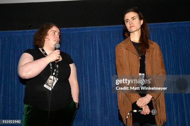 Producer Birgitta Bjornsdottir and director Asa Hjorleifsdottir speak at a screening of 'The Swan' during The 33rd Santa Barbara International Film...