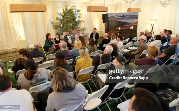 Directors Terje Toomistu, Tereza Nvotova, Tiago Arakilian, Guillermo De Oliveira and moderator Michael Albright speak at the International Filmmakers...