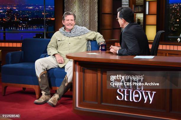 The Late Show with Stephen Colbert and guest Thomas Haden Church during Tuesday's February 6, 2018 show.