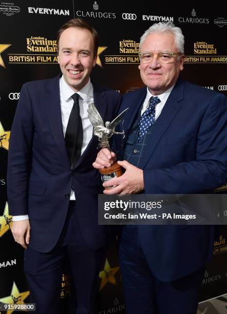 Gary Williamson , winner of the award for Technical Achievement for his work on Paddington 2, with Culture Secretary Matthew Hancock who presented...