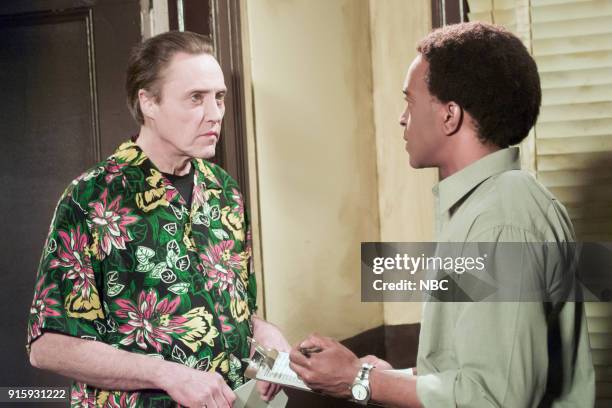 Episode 16 -- Pictured: Christopher Walken as Mr. Leonard, Tim Meadows as enumerator during "The Census" skit on April 8, 2000 --