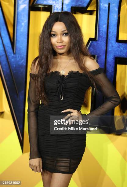 Dionne Bromfield attends the European Premiere of 'Black Panther' at Eventim Apollo on February 8, 2018 in London, England.